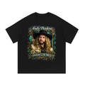 Black t-shirt with a graphic of a person wearing a hat and sunglasses, with text 'Andy Penkow' and 'Shades on Me'.