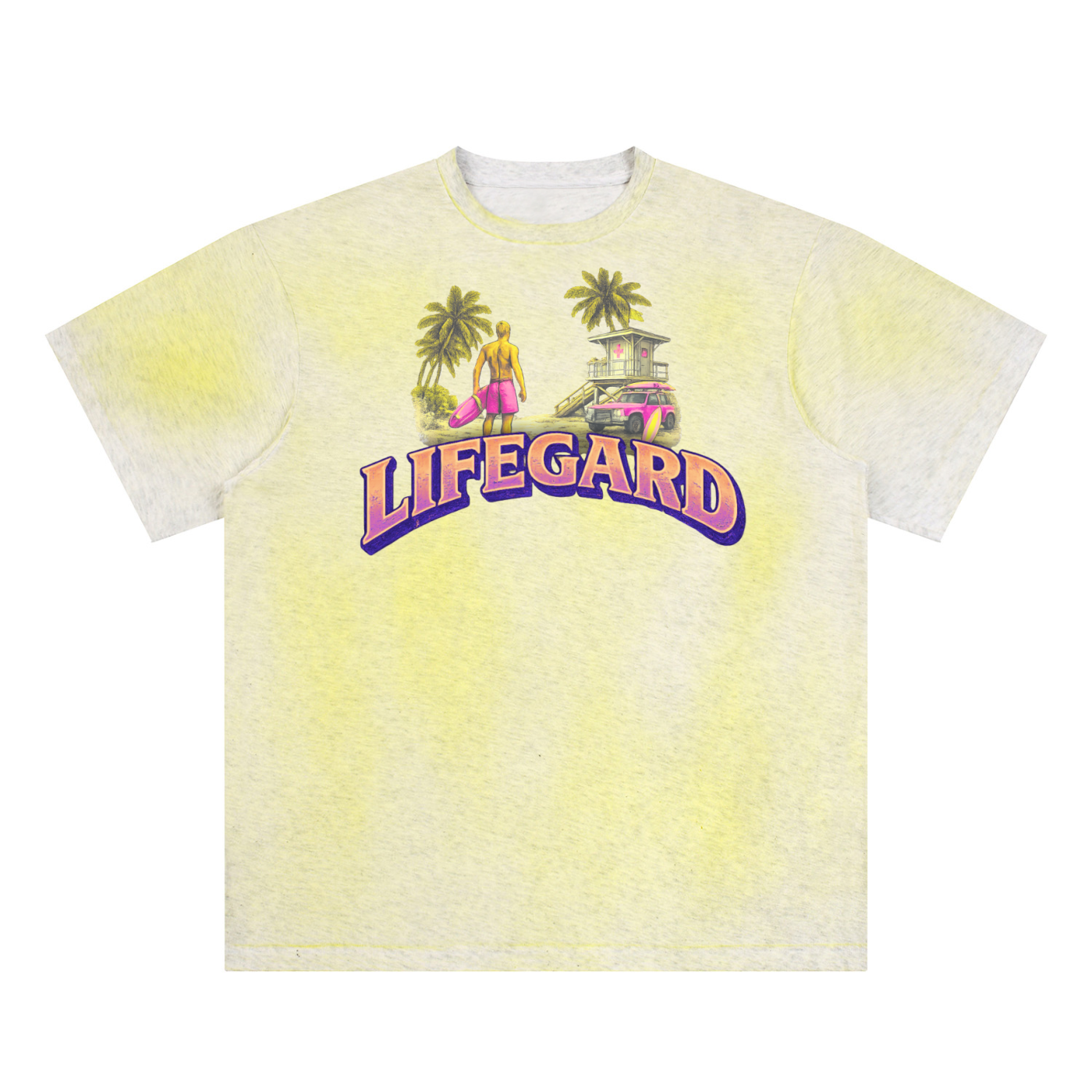 T-shirt with 'LIFEGARD' graphic design on a white background