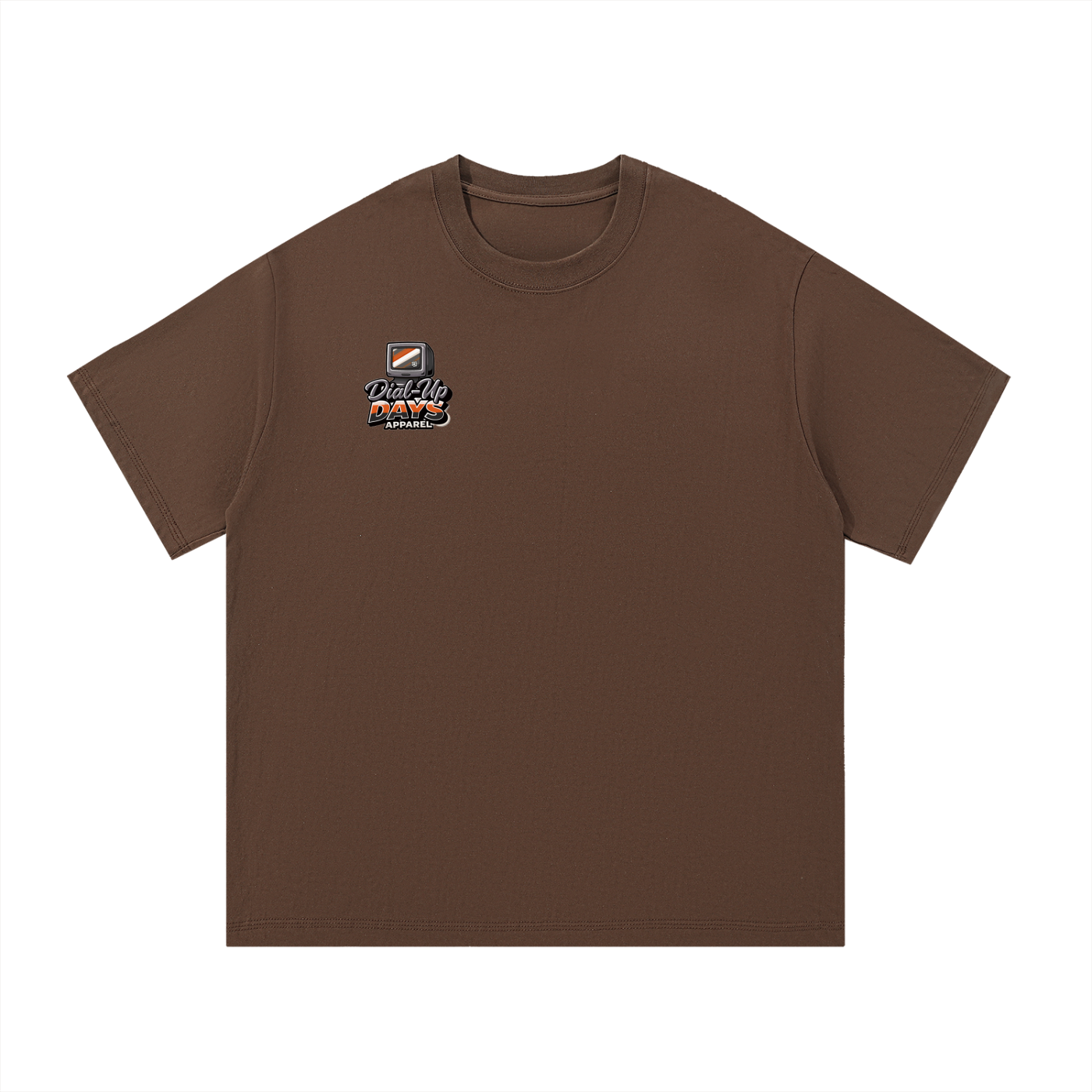 Brown t-shirt with red text 'CHOSE PEACE' on the back against a white background