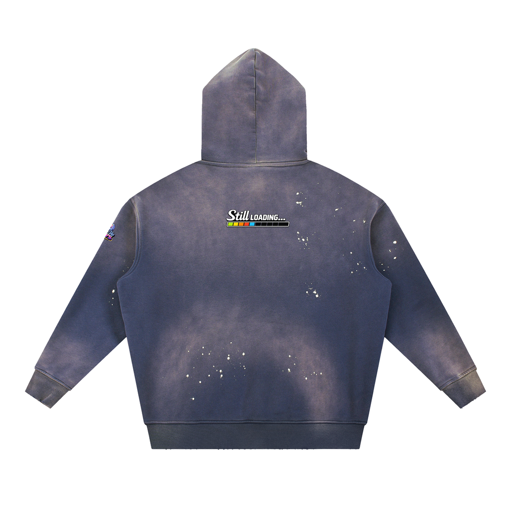 Blue hoodie with star pattern on a white background