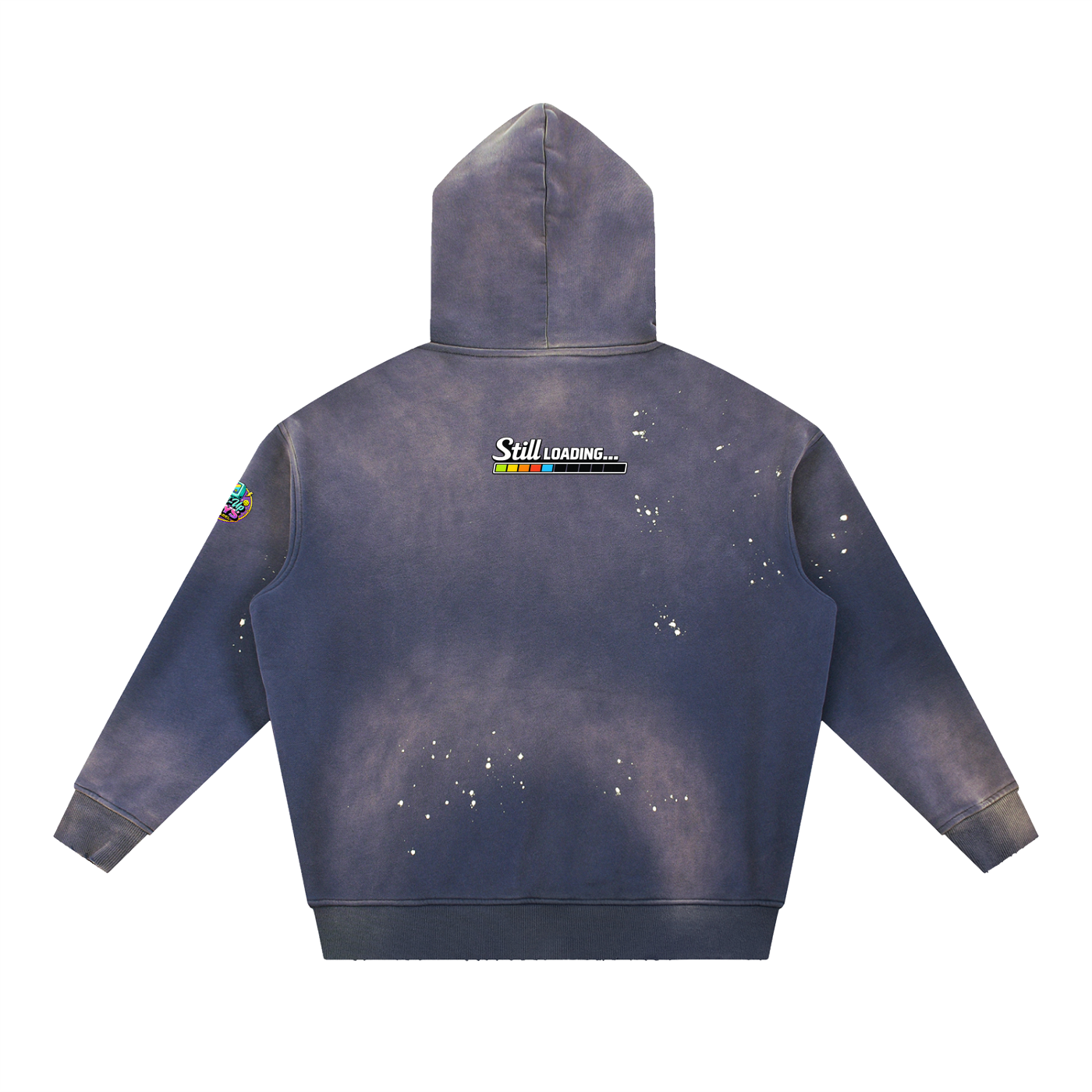 Blue hoodie with star pattern on a white background